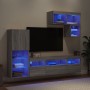 TV wall furniture with LED 6 pieces Sonoma gray engineered wood by , TV Furniture - Ref: Foro24-3216737, Price: 226,99 €, Dis...