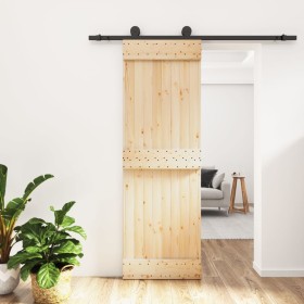 Puerta corredera con herrajes madera maciza de pino 70x210 cm de , Puertas - Ref: Foro24-3203046, Precio: 149,12 €, Descuento: %