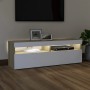 TV cabinet with LED lights white and Sonoma oak 120x35x40 cm by , TV Furniture - Ref: Foro24-804378, Price: 98,99 €, Discount: %