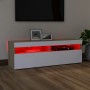 Mueble de TV con luces LED blanco y roble Sonoma 120x35x40 cm de , Muebles TV - Ref: Foro24-804378, Precio: 98,99 €, Descuent...