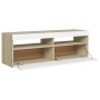 TV cabinet with LED lights white and Sonoma oak 120x35x40 cm by , TV Furniture - Ref: Foro24-804378, Price: 98,99 €, Discount: %