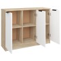 Aparador madera contrachapada blanco roble Sonoma 90,5x30x70 cm de , Aparadores - Ref: Foro24-811192, Precio: 104,99 €, Descu...