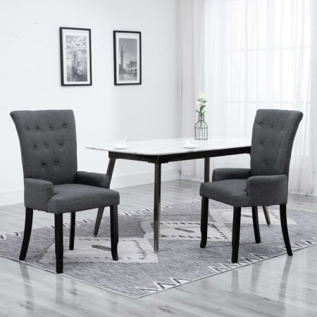 Sillas de comedor con reposabrazos 2 unidades tela gris oscuro de , Sillas de comedor - Ref: Foro24-276908, Precio: 284,99 €,...