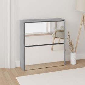 Mueble zapatero con espejo 2 niveles gris Sonoma 63x17x67 cm de , Zapateros y organizadores de calzado - Ref: Foro24-342633, ...