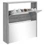 Shoe cabinet with mirror 2 levels Sonoma gray 63x17x67 cm by , Shoe racks and shoe organizers - Ref: Foro24-342633, Price: 83...