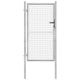 Silver galvanized steel garden gate 105x200 cm by vidaXL, garden gates - Ref: Foro24-144758, Price: 286,99 €, Discount: %