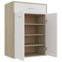 Mueble zapatero de contrachapada blanco y roble 60x35x84 cm de , Zapateros y organizadores de calzado - Ref: Foro24-801076, P...