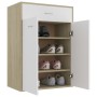 Mueble zapatero de contrachapada blanco y roble 60x35x84 cm de , Zapateros y organizadores de calzado - Ref: Foro24-801076, P...