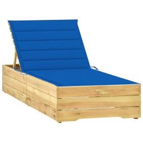 Lounger with royal blue impregnated pine wood cushion by , Loungers - Ref: Foro24-3065919, Price: 154,21 €, Discount: %