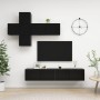 7-piece black plywood TV furniture set by , TV Furniture - Ref: Foro24-3078813, Price: 268,75 €, Discount: %