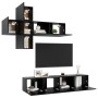 7-piece black plywood TV furniture set by , TV Furniture - Ref: Foro24-3078813, Price: 268,75 €, Discount: %