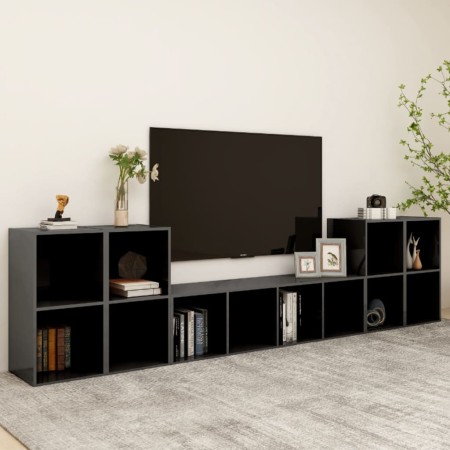 Living room furniture 5 pieces glossy gray engineered wood by , TV Furniture - Ref: Foro24-3080050, Price: 170,73 €, Discount: %