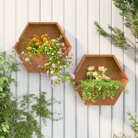 Wall planters 2 units rusted corten steel 46x10x40 cm by , Pots and planters - Ref: Foro24-823685, Price: 47,99 €, Discount: %