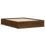 Oak brown engineered wood bed with drawers 140x190 cm by , Beds and slatted bases - Ref: Foro24-3207307, Price: 207,06 €, Dis...