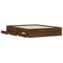 Oak brown engineered wood bed with drawers 140x190 cm by , Beds and slatted bases - Ref: Foro24-3207307, Price: 207,06 €, Dis...