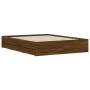 Oak brown engineered wood bed with drawers 140x190 cm by , Beds and slatted bases - Ref: Foro24-3207307, Price: 207,06 €, Dis...