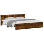 Estructura de cama cabecero y luces LED roble ahumado 180x200cm de , Camas y somieres - Ref: Foro24-3207592, Precio: 188,40 €...