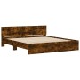 Estructura de cama cabecero y luces LED roble ahumado 180x200cm de , Camas y somieres - Ref: Foro24-3207592, Precio: 188,40 €...