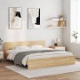 Sonoma oak bed frame with headboard and LED lights 180x200 cm by , Beds and slatted bases - Ref: Foro24-3207590, Price: 188,2...