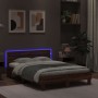 Oak brown headboard bed frame and LED lights 120x200 cm by , Beds and slatted bases - Ref: Foro24-3207559, Price: 159,99 €, D...