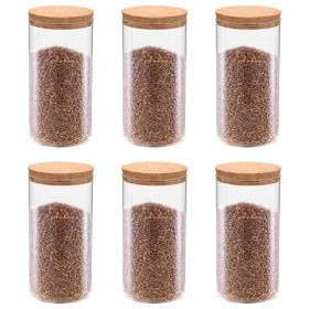 Storage jars with cork lid, 6 units, 1100 ml by vidaXL, Cookie Jars - Ref: Foro24-50840, Price: 42,41 €, Discount: %