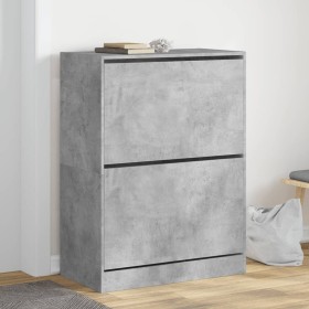 Shoe cabinet with 2 folding drawers concrete gray 80x42x108 cm by , Shoe racks and shoe organizers - Ref: Foro24-3214402, Pri...