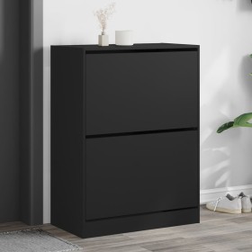 Shoe cabinet with 2 folding drawers black 80x42x108 cm by , Shoe racks and shoe organizers - Ref: Foro24-3214400, Price: 143,...