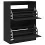 Shoe cabinet with 2 folding drawers black 80x42x108 cm by , Shoe racks and shoe organizers - Ref: Foro24-3214400, Price: 143,...