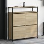 Shoe cabinet with 4 folding Sonoma oak drawers 100x34x112 cm by , Shoe racks and shoe organizers - Ref: Foro24-3214414, Price...