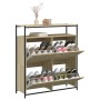 Schuhschrank mit 4 klappbaren Schubladen aus Sonoma-Eiche 100x34x112 cm von , Schuhregale und Schuhorganisatoren - Ref: Foro2...