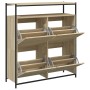 Shoe cabinet with 4 folding Sonoma oak drawers 100x34x112 cm by , Shoe racks and shoe organizers - Ref: Foro24-3214414, Price...