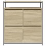 Shoe cabinet with 4 folding Sonoma oak drawers 100x34x112 cm by , Shoe racks and shoe organizers - Ref: Foro24-3214414, Price...