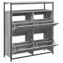 Shoe cabinet with 4 folding drawers Sonoma gray 100x34x112 cm by , Shoe racks and shoe organizers - Ref: Foro24-3214416, Pric...