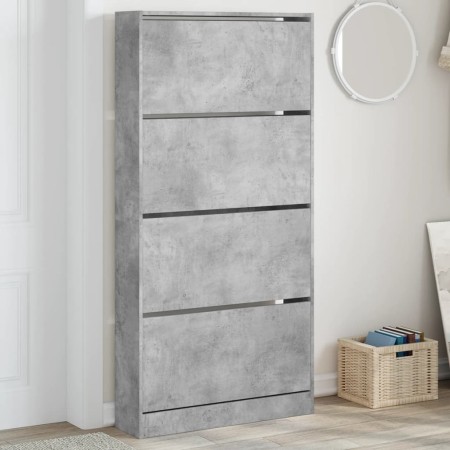 Shoe cabinet with 4 folding drawers concrete gray 80x21x163.5cm by , Shoe racks and shoe organizers - Ref: Foro24-3214367, Pr...