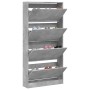 Shoe cabinet with 4 folding drawers concrete gray 80x21x163.5cm by , Shoe racks and shoe organizers - Ref: Foro24-3214367, Pr...