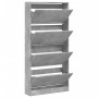 Shoe cabinet with 4 folding drawers concrete gray 80x21x163.5cm by , Shoe racks and shoe organizers - Ref: Foro24-3214367, Pr...