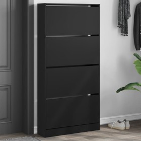 Shoe cabinet with 4 folding drawers black 80x21x163.5 cm by , Shoe racks and shoe organizers - Ref: Foro24-3214365, Price: 12...