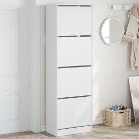 Shoe cabinet with 4 folding drawers white 60x34x187.5 cm by , Shoe racks and shoe organizers - Ref: Foro24-3214371, Price: 14...