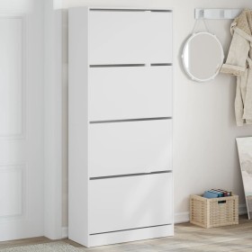 Shoe cabinet with 4 folding drawers white 80x34x187.5 cm by , Shoe racks and shoe organizers - Ref: Foro24-3214378, Price: 14...