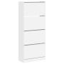 Mueble zapatero con 4 cajones abatibles blanco 80x34x187,5 cm de , Zapateros y organizadores de calzado - Ref: Foro24-3214378...