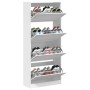 Mueble zapatero con 4 cajones abatibles blanco 80x34x187,5 cm de , Zapateros y organizadores de calzado - Ref: Foro24-3214378...