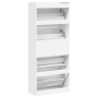 Mueble zapatero con 4 cajones abatibles blanco 80x34x187,5 cm de , Zapateros y organizadores de calzado - Ref: Foro24-3214378...