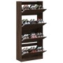 Shoe cabinet with 4 folding drawers oak brown 80x34x187.5 cm by , Shoe racks and shoe organizers - Ref: Foro24-3214384, Price...