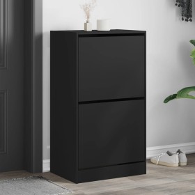 Shoe cabinet with 2 folding drawers black 60x42x108 cm by , Shoe racks and shoe organizers - Ref: Foro24-3214386, Price: 91,9...