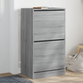 Shoe cabinet with 2 folding drawers Sonoma gray 60x42x108 cm by , Shoe racks and shoe organizers - Ref: Foro24-3214390, Price...