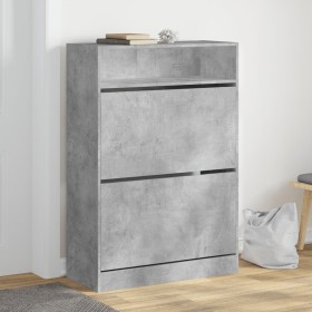 Shoe cabinet with 2 folding drawers concrete gray 80x34x116 cm by , Shoe racks and shoe organizers - Ref: Foro24-3214409, Pri...