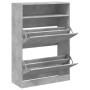 Mueble zapatero 2 cajones abatibles gris hormigón 80x34x116 cm de , Zapateros y organizadores de calzado - Ref: Foro24-321440...