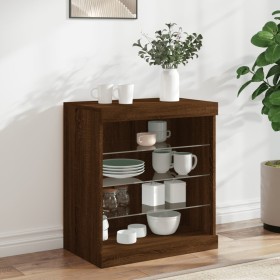 Sideboard with LED lights brown oak 60.5x37x67 cm by , Sideboards - Ref: Foro24-836699, Price: 64,75 €, Discount: %