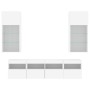 Wall TV cabinets with LED 5 pieces white engineered wood by , TV Furniture - Ref: Foro24-3216743, Price: 211,90 €, Discount: %