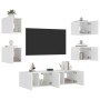 Wall TV cabinets with LED 6 pieces white engineered wood by , TV Furniture - Ref: Foro24-3216853, Price: 191,83 €, Discount: %